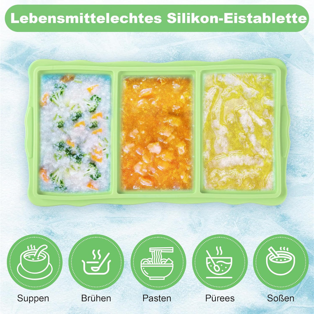 2er-Set Silikon-Gefrierformen für Suppen-Eiswürfel, 1-Tassen-Suppen-Gefrierformen mit Deckel für Mea