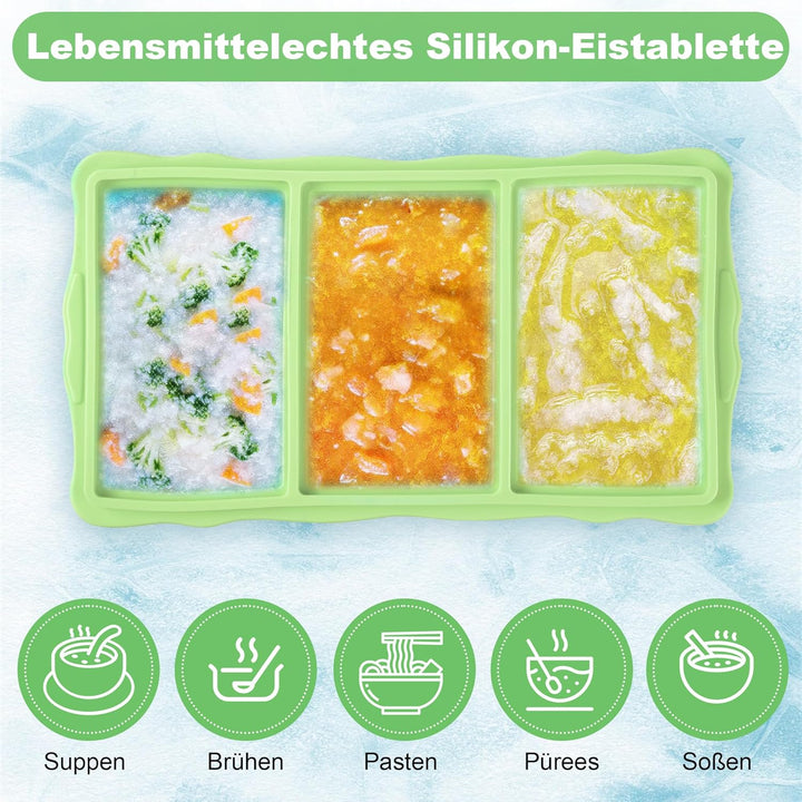 2er-Set Silikon-Gefrierformen für Suppen-Eiswürfel, 1-Tassen-Suppen-Gefrierformen mit Deckel für Mea