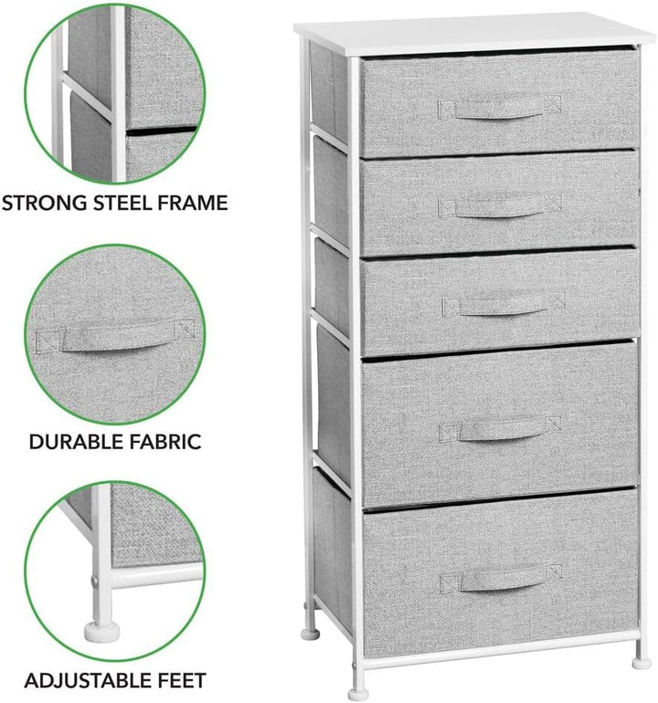 mDesign Kommode aus Stoff – praktischer Schrank Organizer mit 5 Schubladen in 2 Grössen – Aufbewahru
