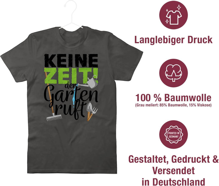 Shirtracer - T-Shirt Herren - Hobby Outfit - Keine Zeit der Garten Ruft - Gartengeräte M 2 Dunkelgra