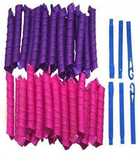 40 Stück - Lockenwickler Curler über Nacht für Damen und Frauen von Zuhause ohne Hitze (Lila/Pink) i