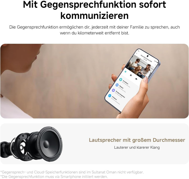 XIAOMI C201 Überwachungskamera Innen 1080p HD, 360° Kamera Überwachung Innen, Personen-/Haustiererke