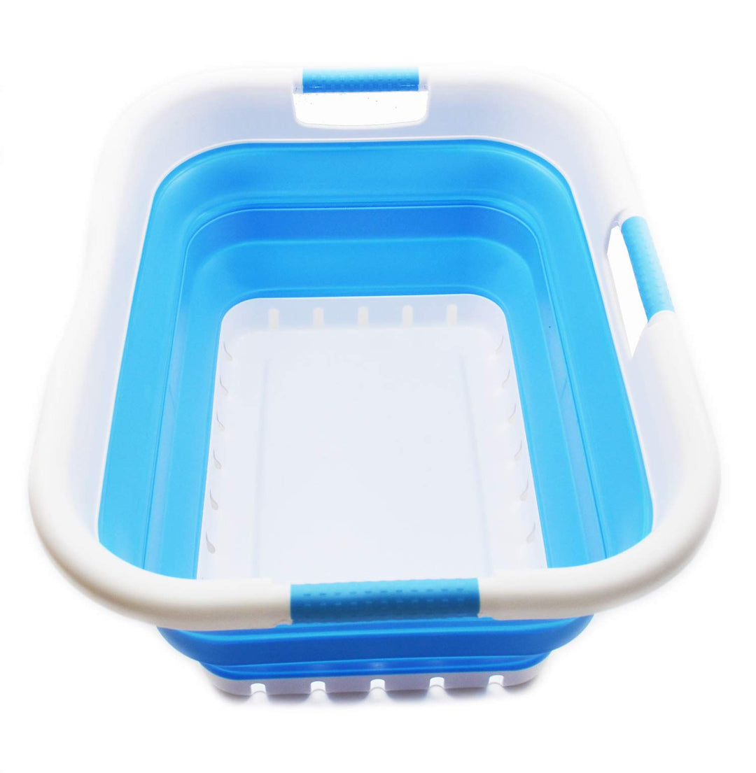 SAMMART 41L Collapsible 3 Handled Plastic Laundry Basket - Foldable Pop Up Storage Container/Organiz