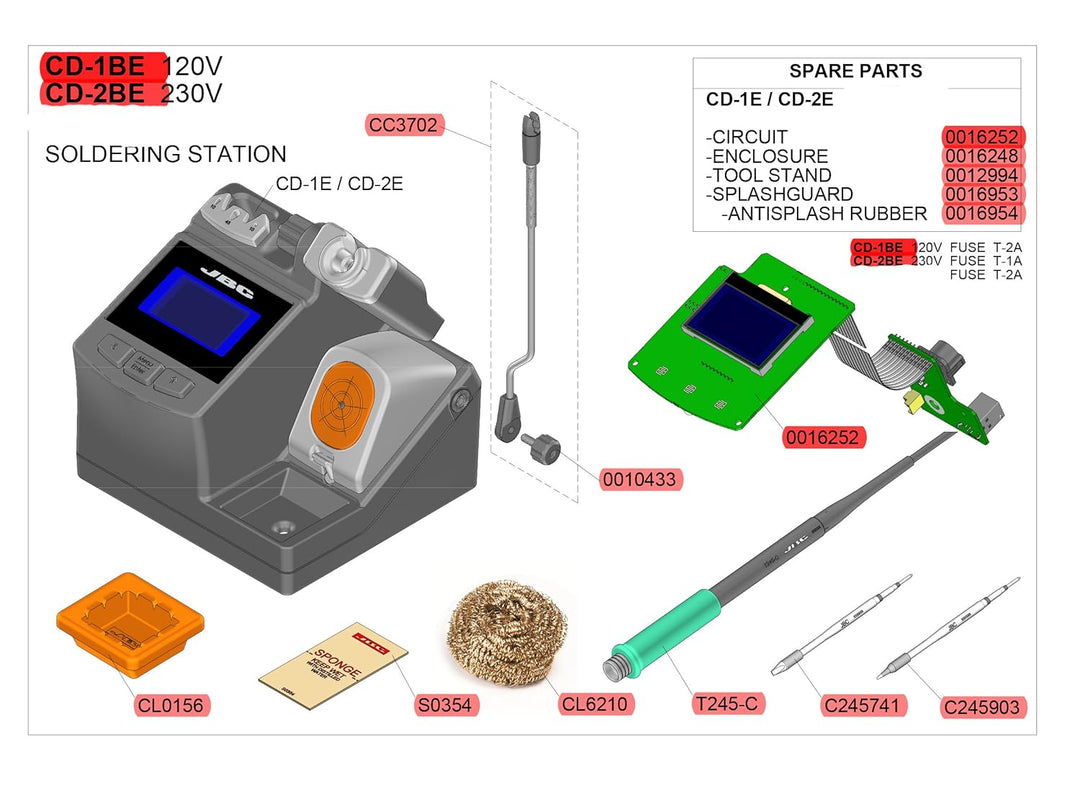 JBC, CD-2BE, kompakte Lötstation, mit Lötkolben T245-A, für allgemeine Zwecke, CD-BE JBC JBC-CD-2BE
