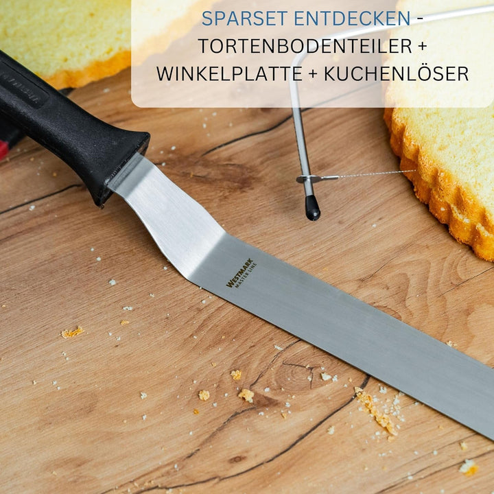 Westmark 1 Tortenbodenteiler mit 2 gezahnten Schneiddrähten + 1 Winkelpalette, 39,5 cm, Rostfreier E