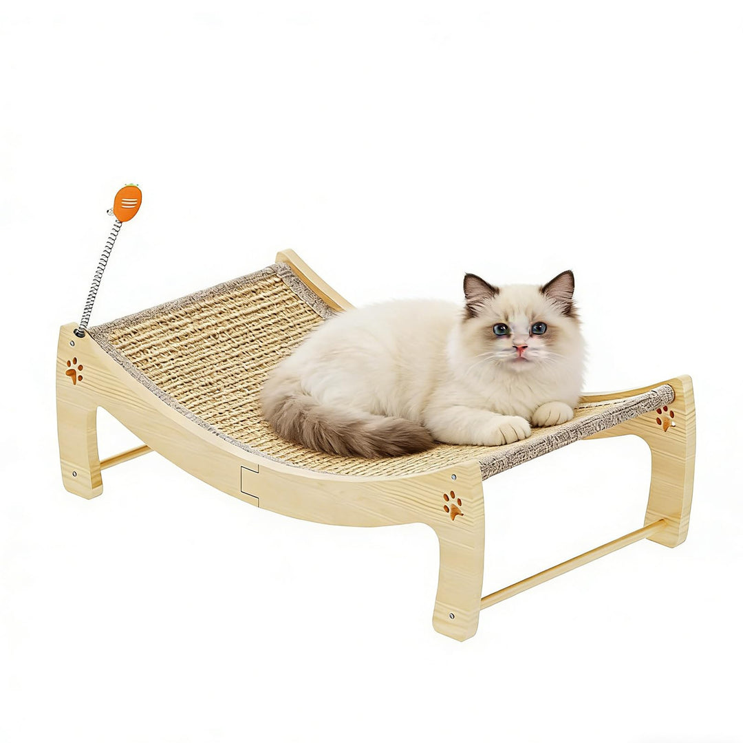 Katzenkratzbett, extragrosser 60x33x17cm Katzenliegestuhl mit geschwungenem Design, verschleissfeste