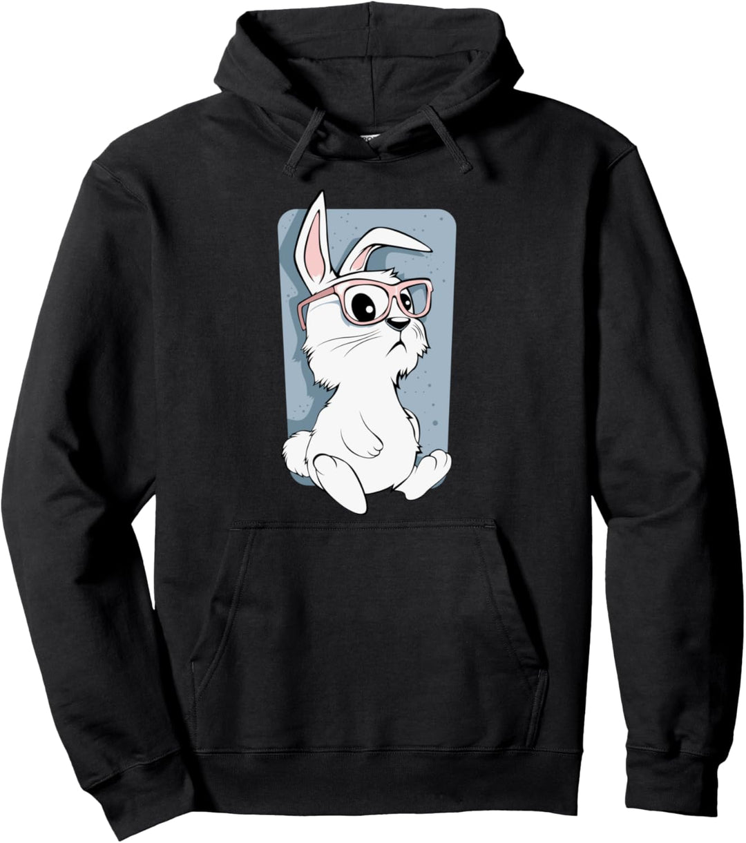 Lustiges Hippie Hipster Hase Kaninchen Brille Ostern Pullover Hoodie