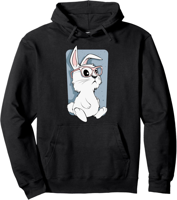 Lustiges Hippie Hipster Hase Kaninchen Brille Ostern Pullover Hoodie
