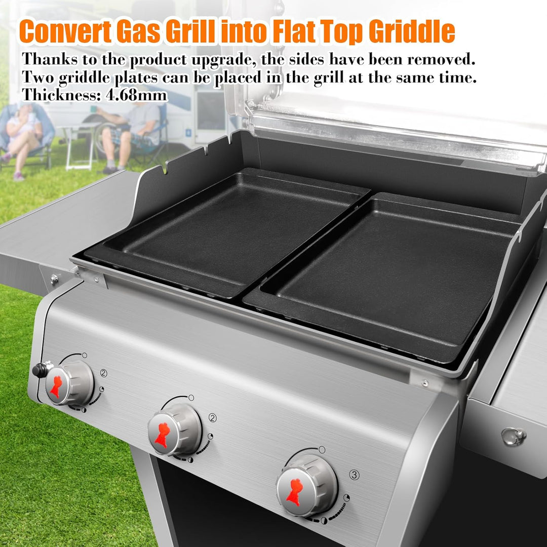 Denmay 44 x 30,5cm Gusseisen Grillplatte für Weber Spirit I II 300 Serie E310 E320 E330, S310 S320 S
