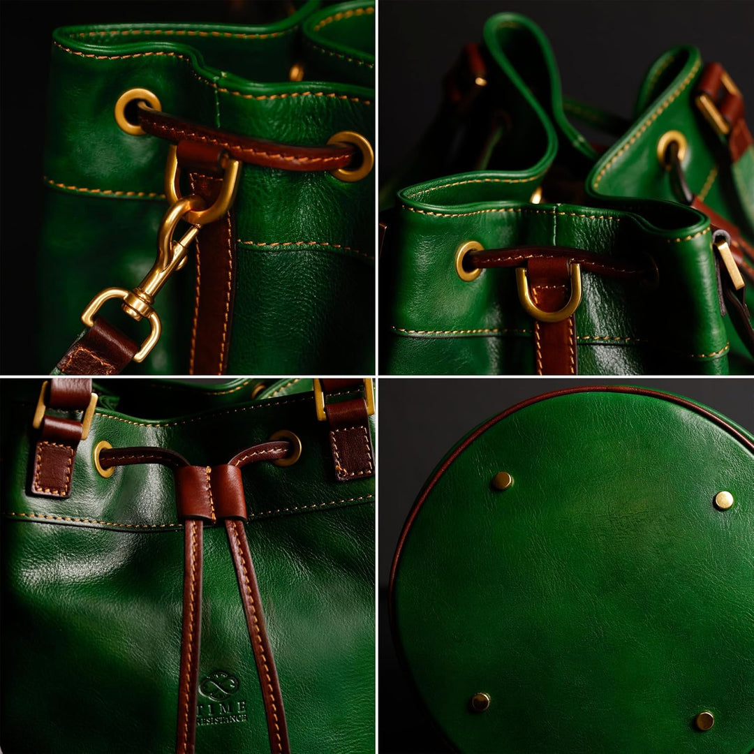 Time Resistance Handtasche aus Leder - Umhängetasche Damen - Beuteltasche aus Leder - Made in Italy
