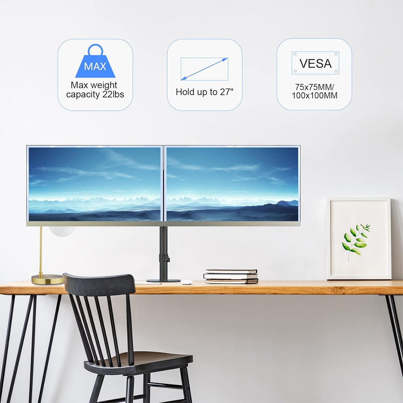 suptek Monitor Halterung 2 Monitore, für 13-27 Zoll LED/LCD Bildschirm, Dual Monitor Halterung Monit