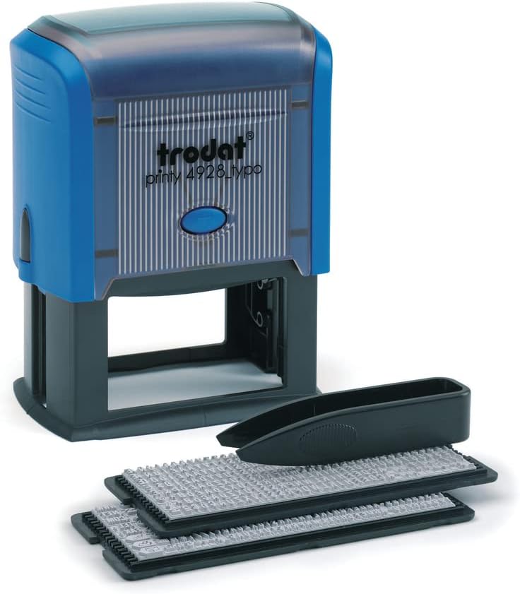 Trodat Printy 4928 typo Textstempel zum Selbersetzen, selbstfärbend, 7-zeilig, Abdruckfarbe Schwarz