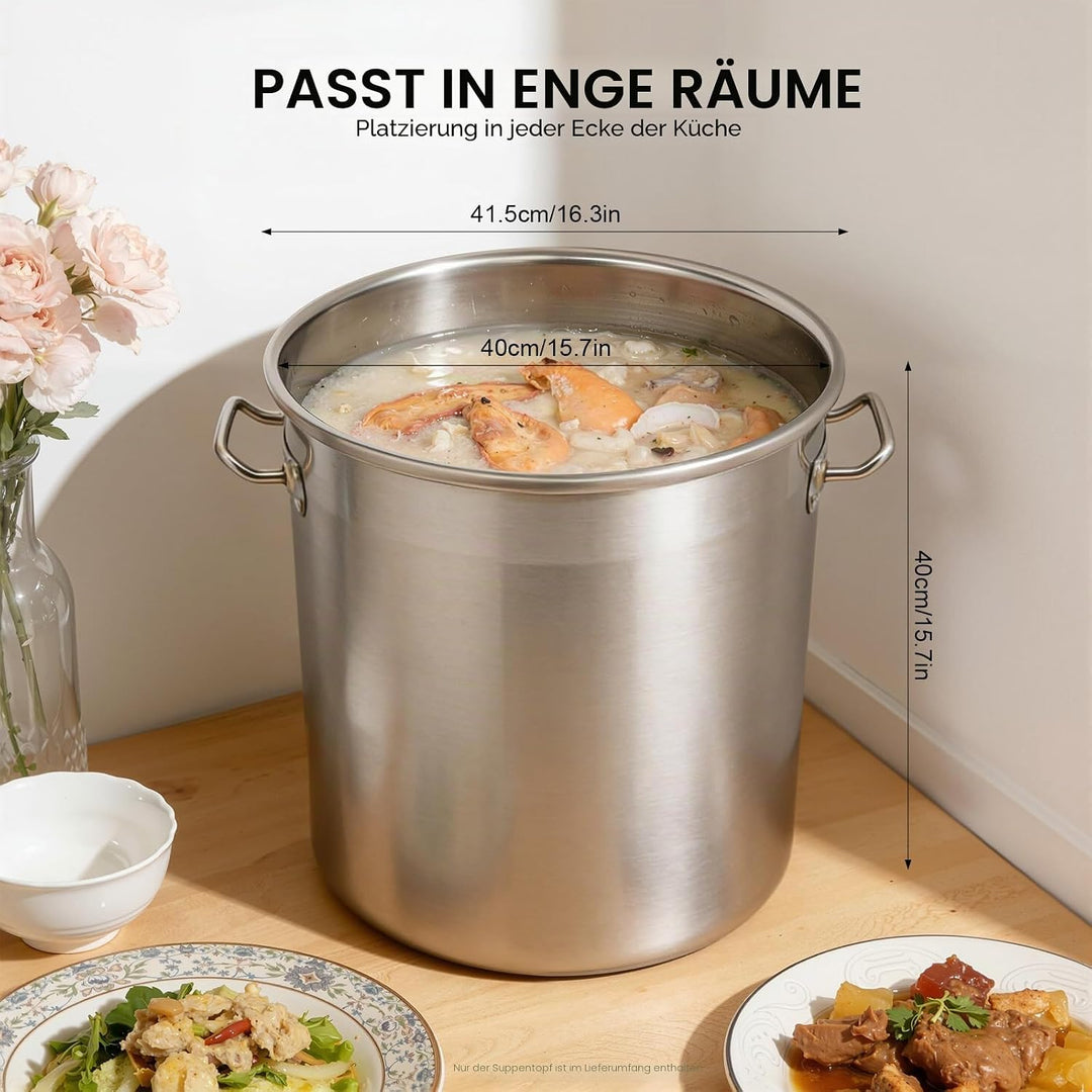 Gastronomie Kochtopf Suppentopf,35L/50L/70L/100L Edelstahl Kochtöpfe,Suppentopf mit Deckel,Grosser T