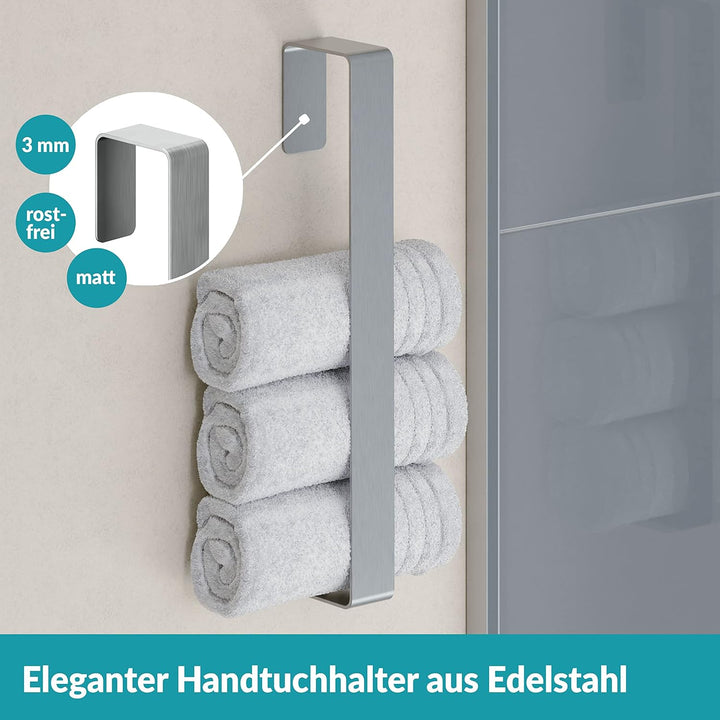 WEISSENSTEIN Handtuchhalter Gäste ohne Bohren - Edelstahl - Gästehandtuchhalter Senkrecht 45cm Silbe
