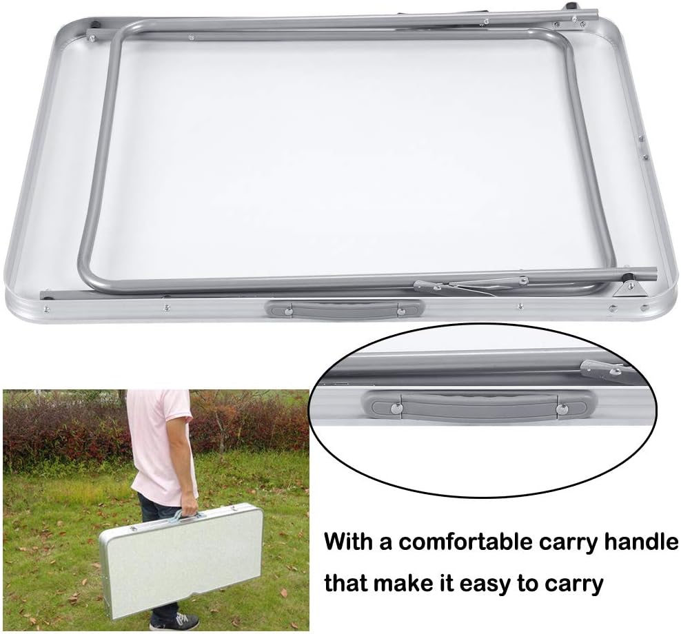 Klapptisch aus Aluminium, 80 cm x 60 cm, für Picknick, Camping, Party, Grillen, tragbare Outdoor-Tis