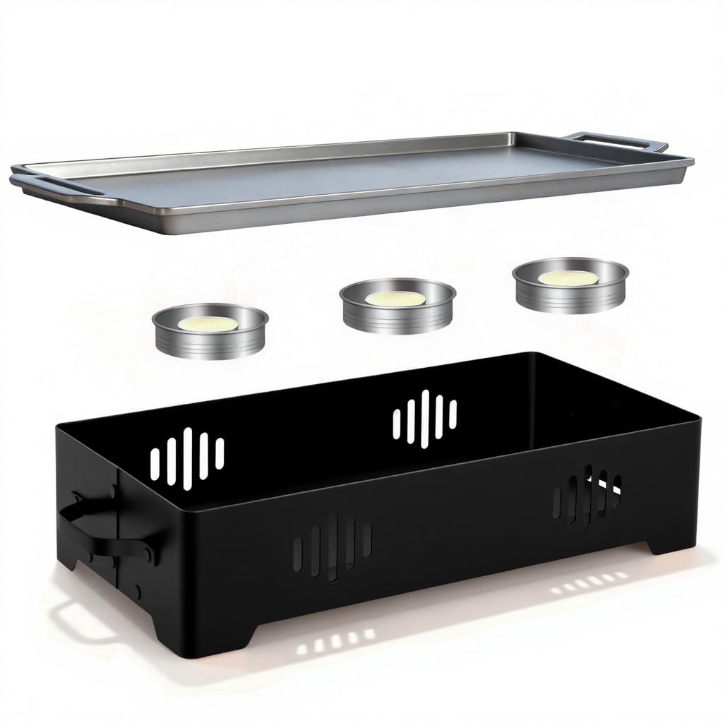 BBQ Warmhalteplatte - Warmhaltebehälter für Essen & Grillgut – Aluminium Grill-Heizplatte Antihaft,