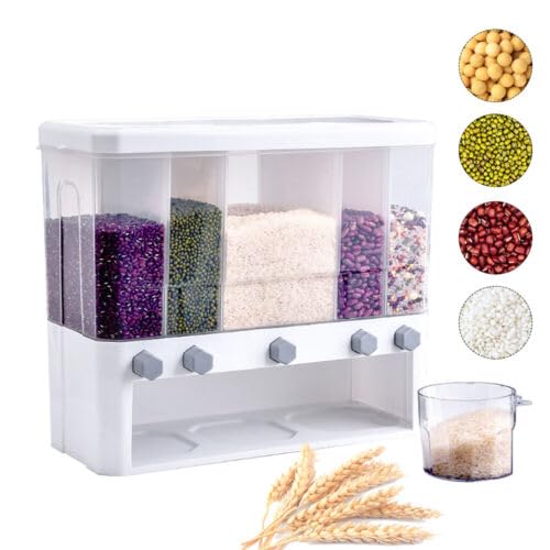 Müslispender Snackspender- Cereal Dispenser Cornflakes Spender,5 Ebene Cereal Dispenser mit Messbech