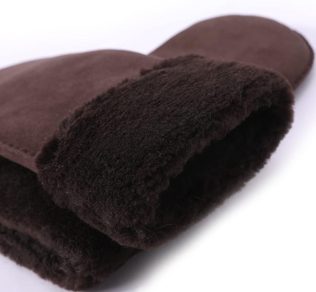 Harssidanzar Damen Fäustlinge,Winter Schaffell Lammfell beheizte warme pelzige Stulpenhandschuhe Led