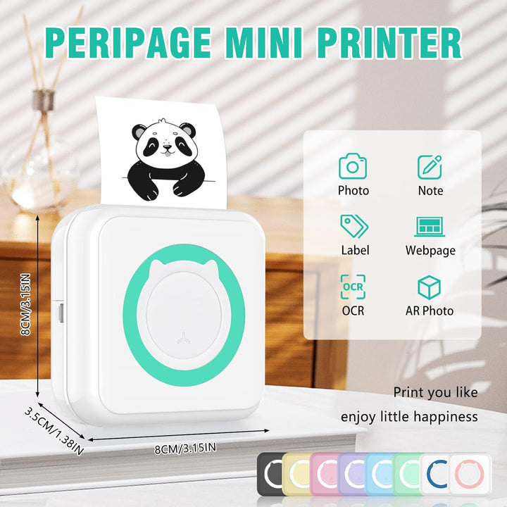 ZAKVOP Mini drucker 300DPI, Mini drucker Aufkleber, Mini drucker für Smartphone, Bluetooth tragbarer