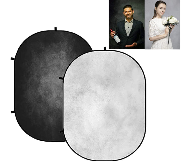 Kate Faltbare Hintergründe Pop-Up Fotohintergrund Grau/Schwarz Doppelseitig Faltbarer Fotografiehint