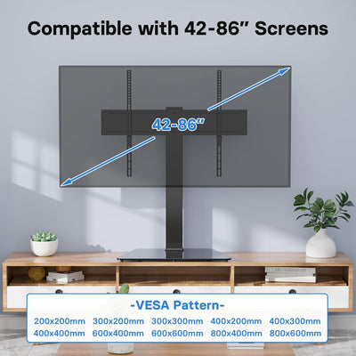 BONTEC TV Standfuss Schwenkbar für 42-86 Zoll LCD LED OLED Flach & Curved Fernseher Höhenverstellbar