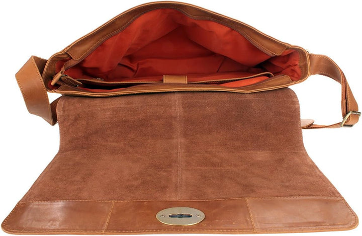 Shalimar Laptoptasche bis 17' aus gewachstem Leder, Farbe:Brandy(Tan), 41x30x11 cm