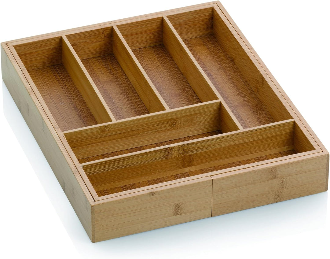 Kela Besteckkasten, Schubladeneinteiler mit 8 Fächern, Ausziehbar, 35 x 43 x 6,5 cm, Bambus, 12013,