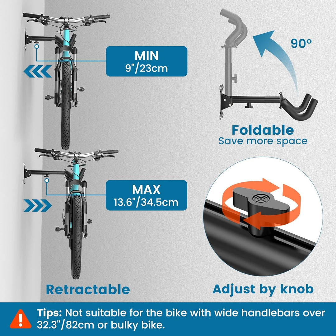 Housolution Fahrrad-Wandhalterung - EVA-Schaumstoff gepolstert, aus Carbonstahl, robust & verstellba