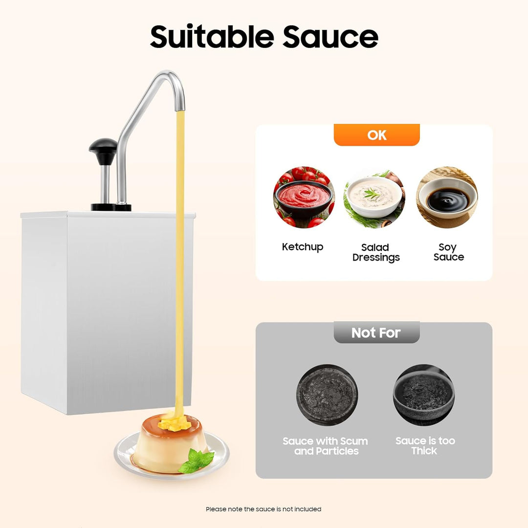Sossenpumpenspender Pump Sossenspender Edelstahl Dispenser Saucenspender Senf Ketchup Spender (4L)