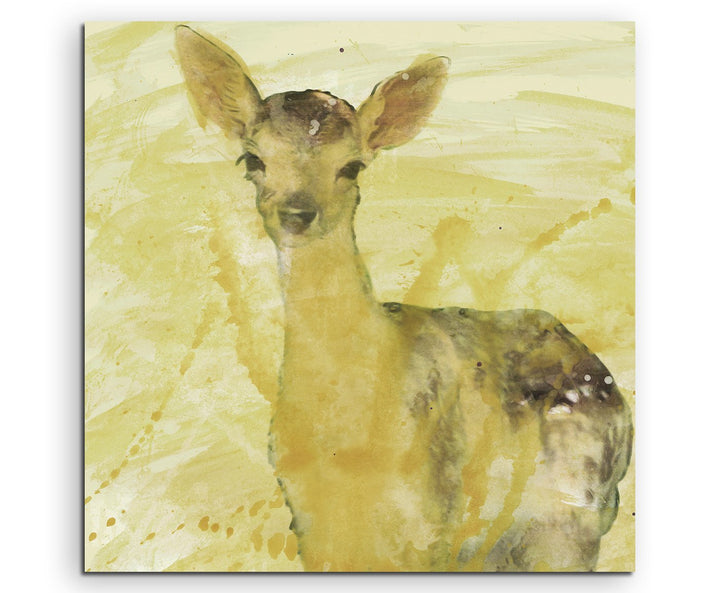 Bambi_60x60cm Splash Art Paul Sinus Aquarell, Gemälde, Kunstbild auf Leinwand