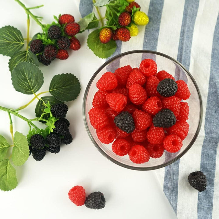 iSpchen 30 Stück Künstliche Himbeere Kunststoff Gefälschte Früchte Obst realistisch Erdbeere Mini Fr