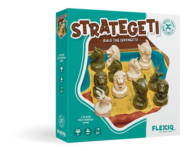 FlexiQ Strategeti – Taktisches Tier-Brettspiel im Serengeti | Strategiespiel ab 7 Jahren | 2 Spieler