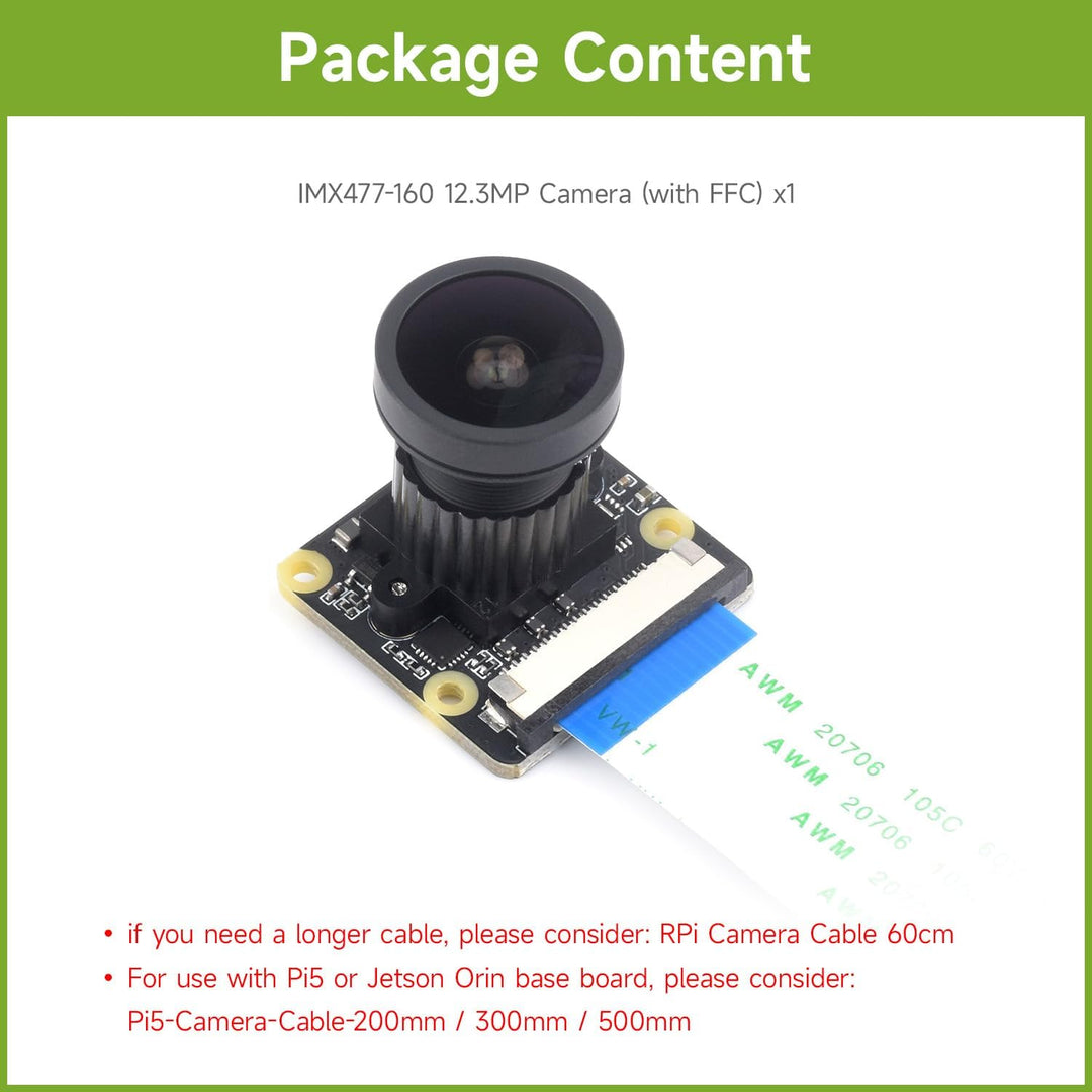Waveshare IMX477-160 12.3MP Camera with 160°FOV 4056 × 3040 Resolution for Jetson Nano Developer Kit