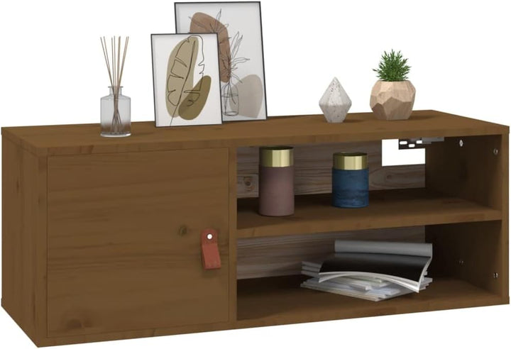 WIFESE 80x30x30 cm Wandschrank TV Schrank mit 2 Offene Fächer Hängeschrank TV Board Hängend Bücherre