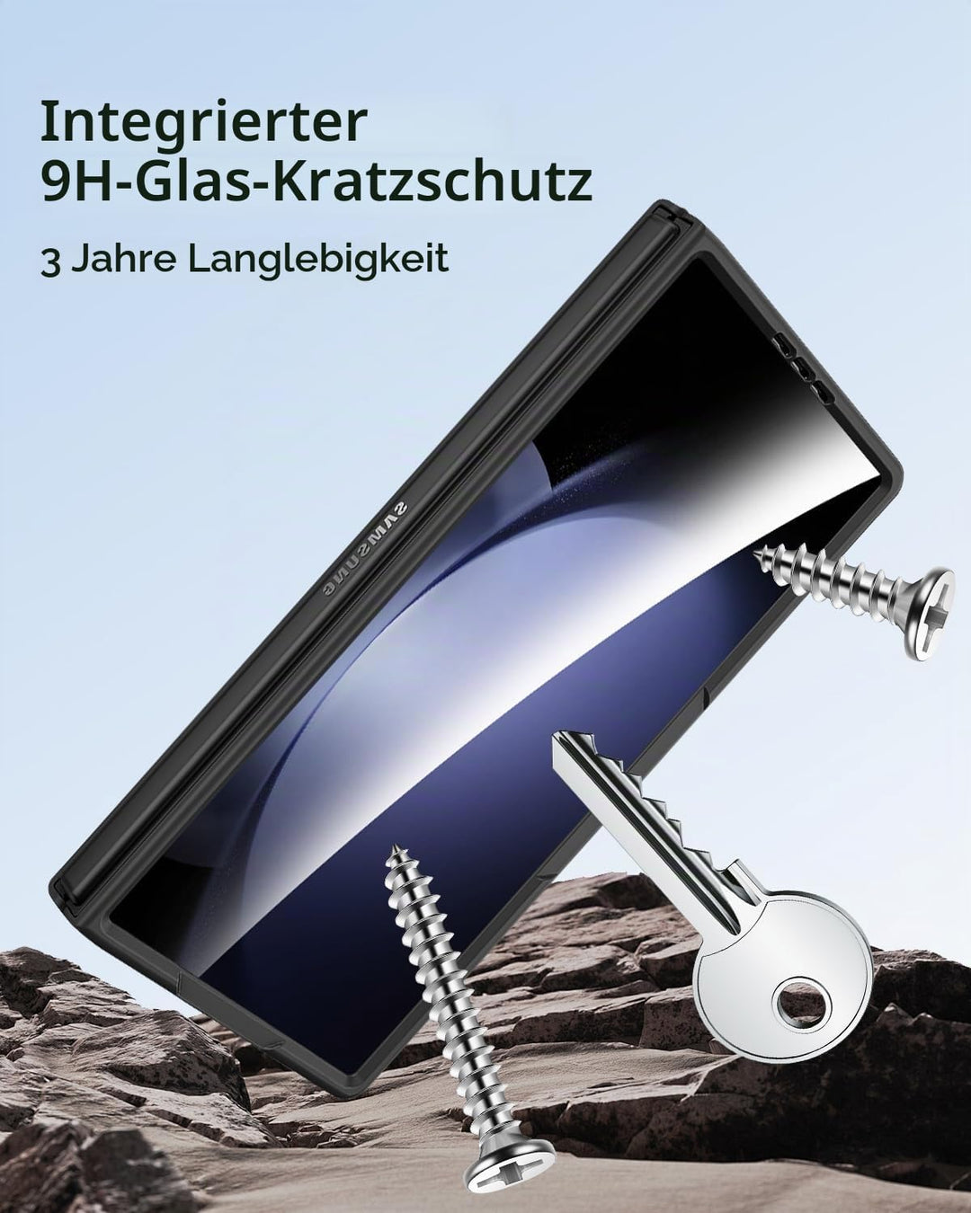 Miimall Kompatibel mit Samsung Galaxy Z Fold 5 Hülle mit S-Pen &amp; Stifthalter, [HD Displayschutz] Ult