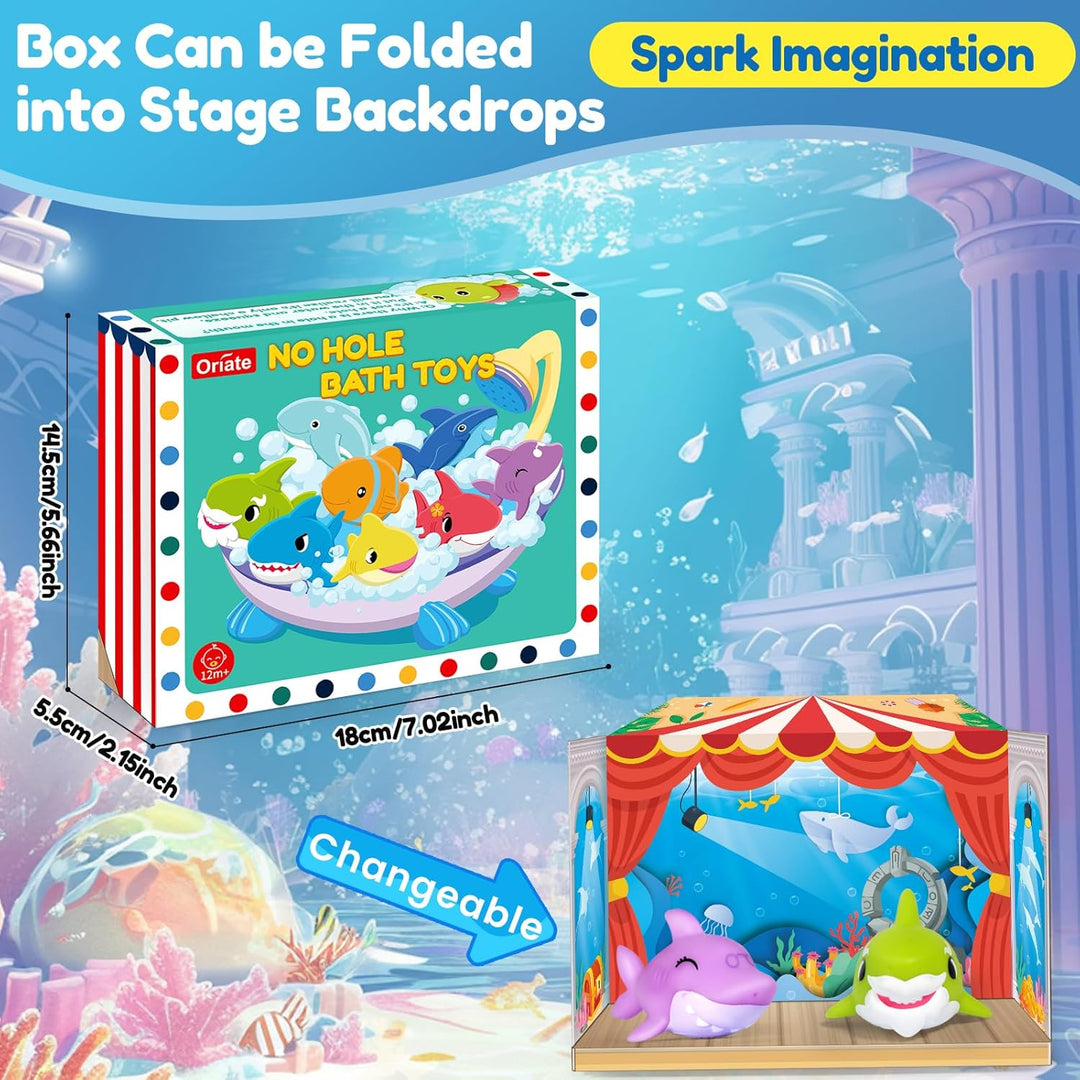 Oriate Infantino Badewannenspielzeug，6PCS Shark Meerestiere Figuren Baby Spielzeug，Kinderdusche Pool