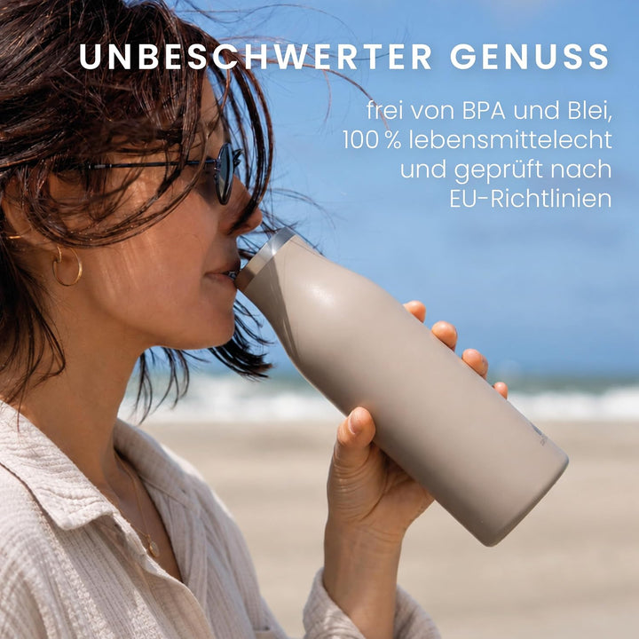 Groenenberg Trinkflasche Edelstahl 500ml oder 750ml | 100% Auslaufsicher | Thermosflasche Kohlensäur