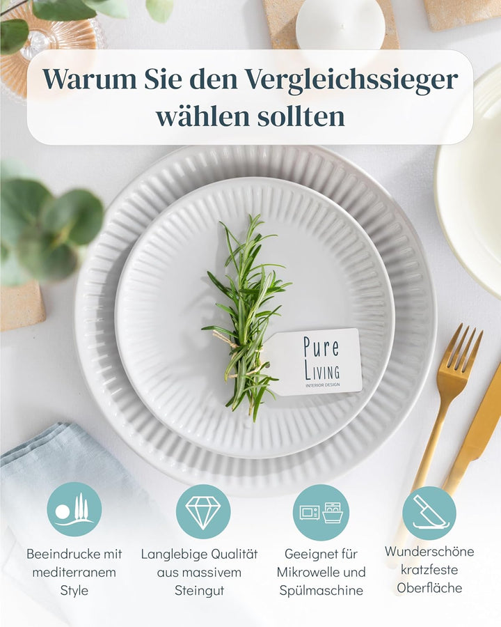 Suppenteller 6er Set Hygge Serie - Premium Steingut, Kratzfest, Für Spülmaschine, Mikrowelle - Styli