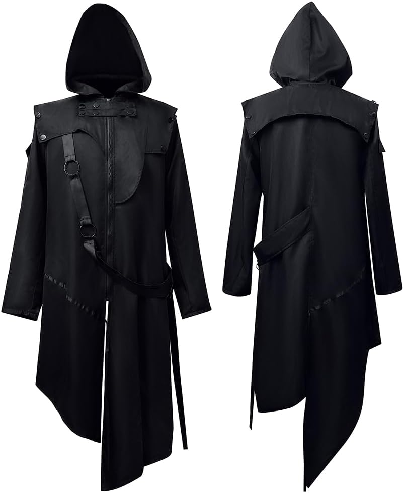 Feynman Herren Vintage Frack Steampunk Gothic Jacke Viktorianischen Retro Mittellang Mantel Punk Jac
