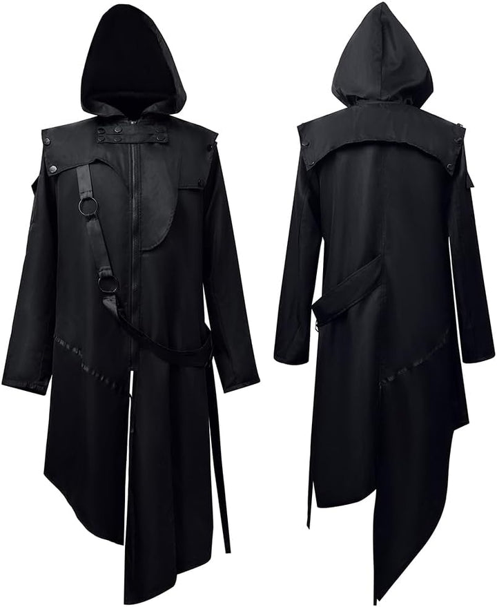 Feynman Herren Vintage Frack Steampunk Gothic Jacke Viktorianischen Retro Mittellang Mantel Punk Jac