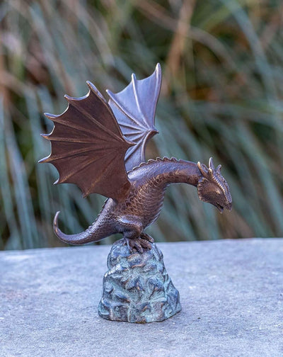 IDYL Bronze-Skulptur Wasserspeiender Drache Fontaine | 14x17x22 cm | Drachen Bronze-Figur | Ideal al