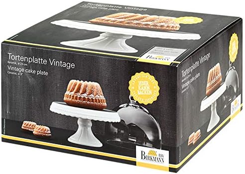 Birkmann, Premium Baking, runde Tortenplatte mit Fuss im Vintage Style, aus Keramik mit Verzierungen