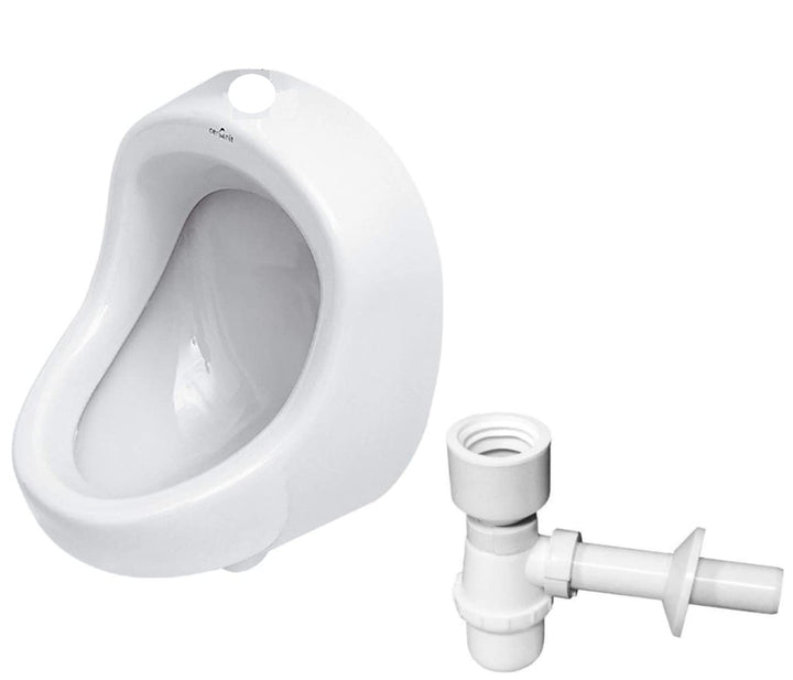 VBChome SET Urinal Zulauf Oben Weiss Modern Hochwertig Keramik Pinkelbecken senkrecht Pissoir + Siph