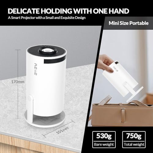 HY300PRO Mini Beamer 4K, Auto Horizontale Korrektur, 180° Drehbar, WiFi 6 + BT 5.0, Android 11.0, Ou