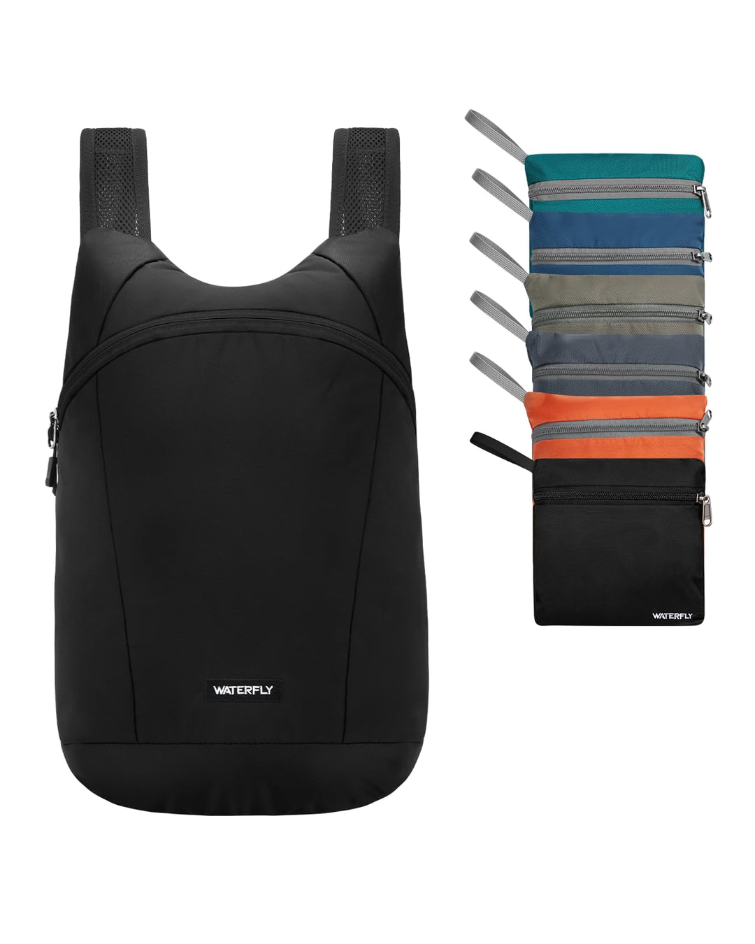 WATERFLY Faltbarer Rucksack Klein 15L: Ultraleicht Wanderrucksack Packable Tagesrucksack Sportliche