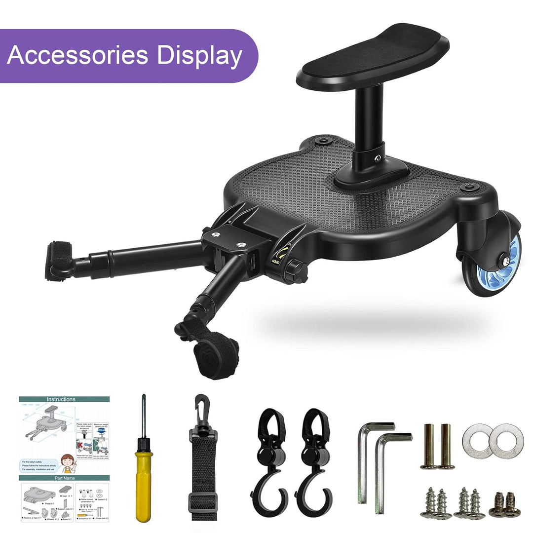 Buggy Board für alle Kinderwagen, Vihir Kiddy Board mit Sitz, Trittbrett Mitfahrbrett Universal pass