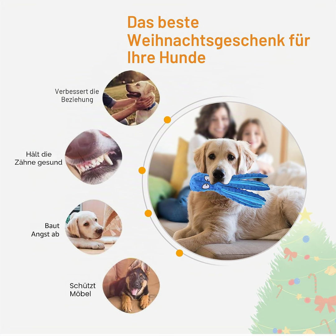 Hunde-Quietschspielzeug Krake, kein stopfendes Crinkle-Plüsch-Hundespielzeug für das von Welpen, lan