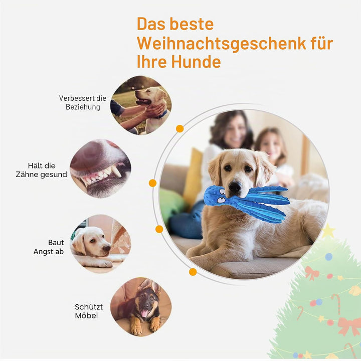 Hunde-Quietschspielzeug Krake, kein stopfendes Crinkle-Plüsch-Hundespielzeug für das von Welpen, lan