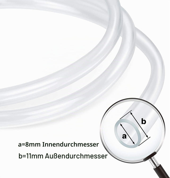 8mm x 11mm 10M Länge, Wasserschlauch, Aquariumschlauch, Luftschlauch, Benzinschlauch, für Öl und Luf