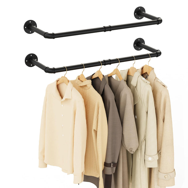 Yawinhe Kleiderstangen für die Wand, 80cm industrieller Rohr-Kleiderständer zur Wandmontage, Platzsp
